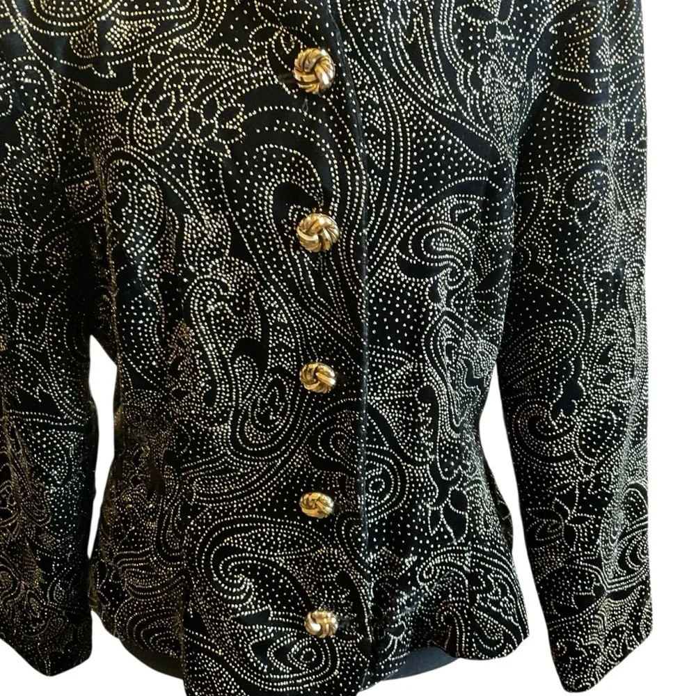 Vintage Saks Fifth Avenue Night Lights Black Velvet Gold Studded Jacket